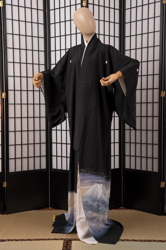 DEAR VANILLA Authentic Traditional Japanese Tomesode Silk Kimono for Women Vintage Robe Made in Japan KMT-0243