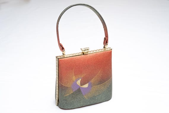 DEAR VANILLA Authentic Japanese Kimono Enamel Purse Handbag Vintage Made in Japan PU-0345