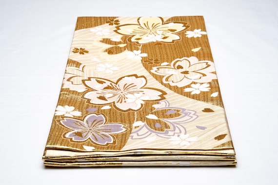 DEAR VANILLA Authentic Japanese Kimono Silk Fukuro Obi for Women Vintage Sash Belt Made in Japan OB-0352