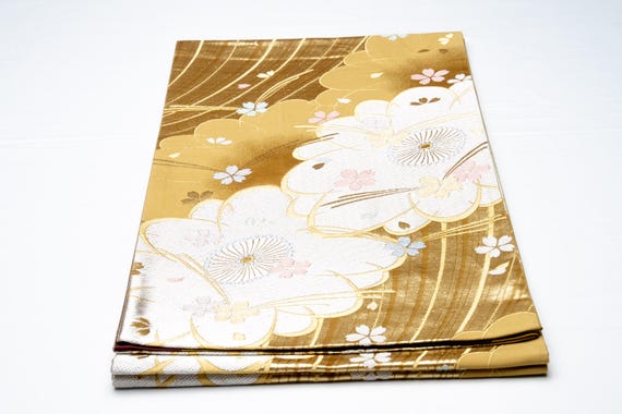 DEAR VANILLA Authentic Japanese Kimono Silk Fukuro Obi for Women Vintage Sash Belt Made in Japan OB-0330