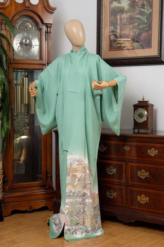 DEAR VANILLA Authentic Traditional Japanese Tomesode Kimono for Women Vintage Silk Robe Made in Japan KMT-0220