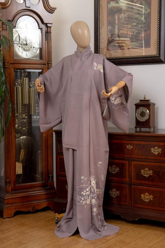 DEAR VANILLA Authentic Traditional Japanese Tango Chirimen Silk Iromuji Kimono for Women Vintage Robe Made in Japan KMC-0104