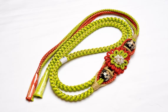 DEAR VANILLA Japanese Ornament Obijime Cord for Furisode Kimono Silk Obi Belt Fastener Accessory Rope Made in Japan OCF-0106