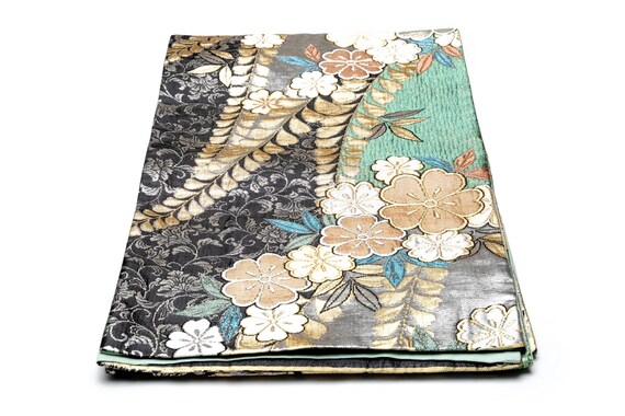 DEAR VANILLA Authentic Japanese Kimono Silk Fukuro Obi for Women Vintage Sash Belt Made in Japan OB-0365
