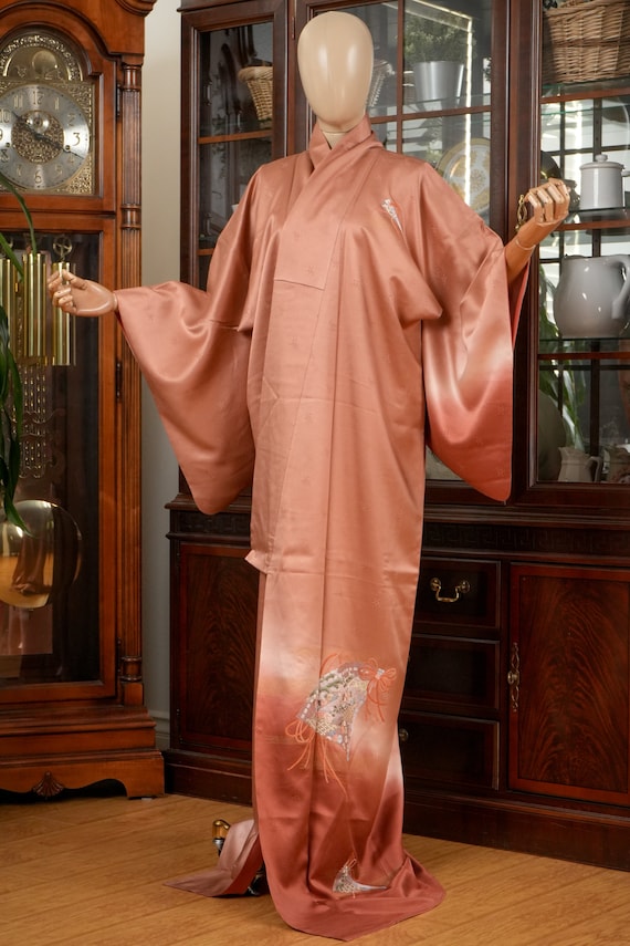 DEAR VANILLA Authentic Traditional Japanese Homongi Kimono for Women Vintage Silk Robe Made in Japan KMH-0066