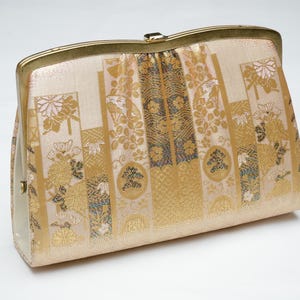 QUERIDA VAINILLA Bolso de mano de seda con diseño de kimono japonés auténtico, estilo vintage, fabricado en Japón PU-0288