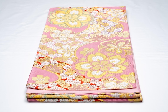 DEAR VANILLA Authentic Japanese Kimono Silk Fukuro Obi for Women Vintage Sash Belt Made in Japan OB-0376