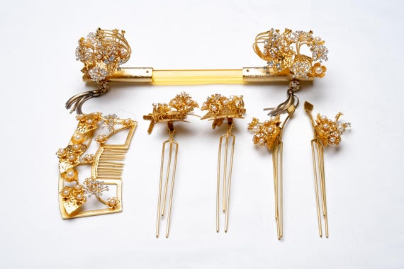 DEAR VANILLA Japanese Kimono Kanzashi Formal Geisha Wedding Hair Decoration Ornament Set Kamikazari KZR-0013