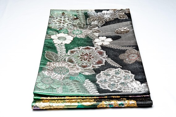 DEAR VANILLA Authentic Japanese Kimono Silk Fukuro Obi for Women Vintage Sash Belt Made in Japan OB-0362