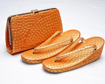 DEAR VANILLA Authentic Japanese Kimono Purse Handbag Zori Set Vintage Made in Japan PU-0403