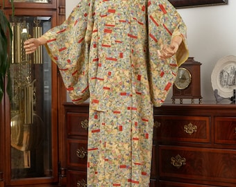 DEAR VANILLA Authentic Traditional Japanese Kimono for Women Vintage Dress Made in Japan KM-0490