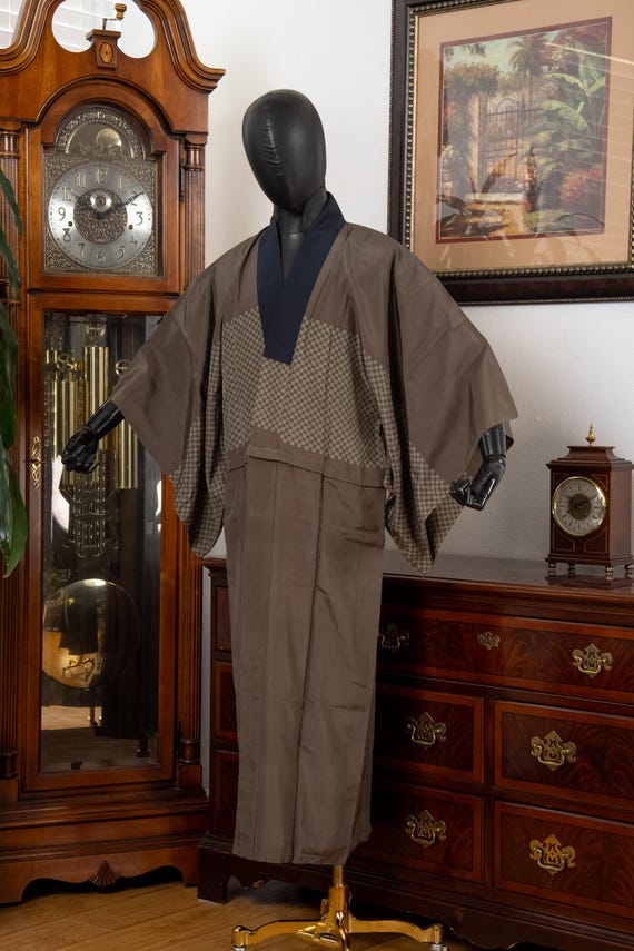 DEAR VANILLA Authentic Vintage Men's Kimono Juban Traditional Japanese Undergown Robe Made in Japan Original MJU-0191