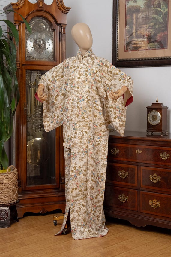 DEAR VANILLA Authentic Traditional Japanese Kimono for Women Vintage Dress Robe Made in Japan Genuine Original KM-0615