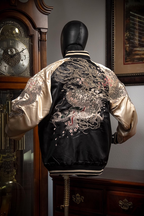 DEAR VANILLA Sukajan Yokosuka Bomber Embroidery Souvenir Jacket Japanese Style Dragon Tiger Phoenix Oni Lion SKJ-0006