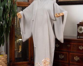 DEAR VANILLA Authentic Traditional Japanese Tomesode Kimono for Women Vintage Silk Robe Made in Japan KMT-0200