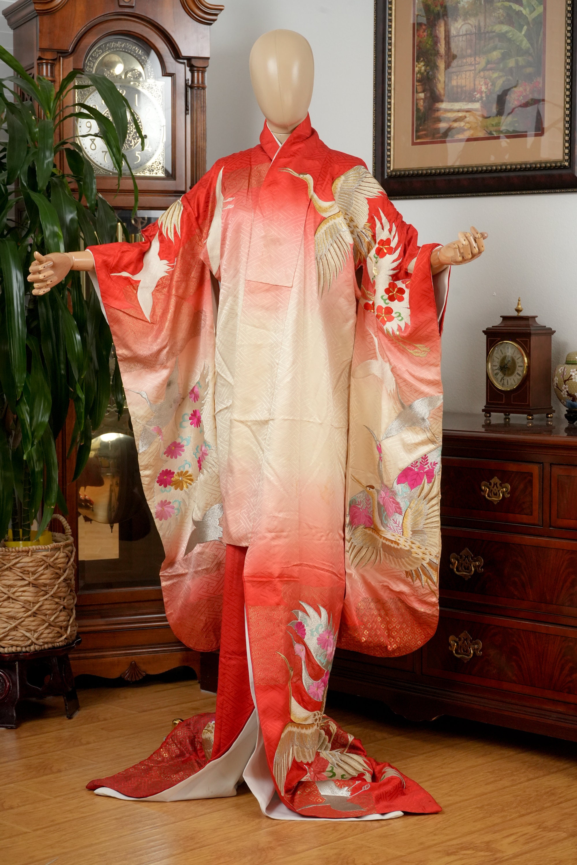 Japanese kimono silk robe women's best sale