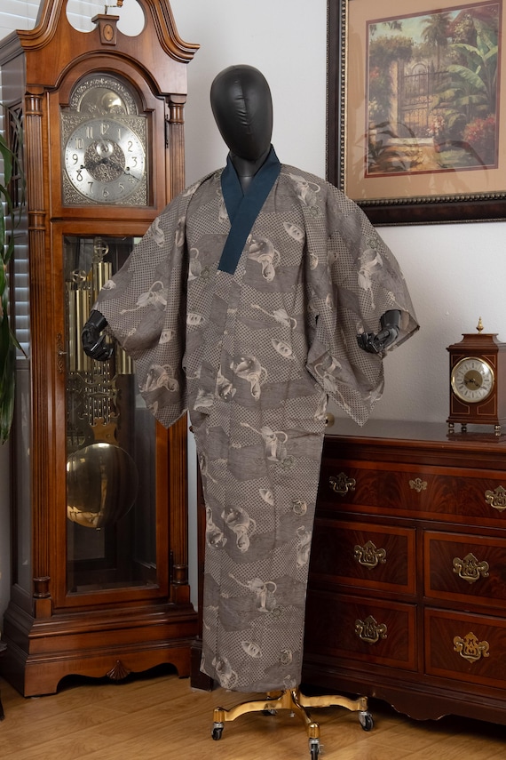 DEAR VANILLA Authentic Vintage Men's Kimono Juban Traditional Japanese Undergown Robe Made in Japan Original MJU-0205