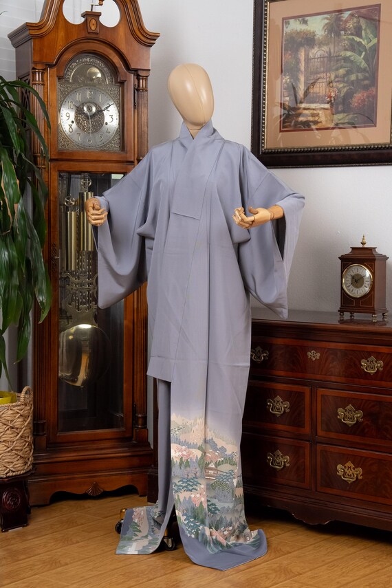 DEAR VANILLA Authentic Traditional Japanese Tomesode Kimono for Women Vintage Silk Robe Made in Japan KMT-0206