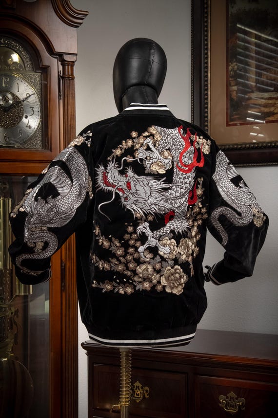 DEAR VANILLA Sukajan Yokosuka Bomber Embroidery Souvenir Jacket Japanese Style Dragon Tiger Phoenix Oni Lion SKJ-0016