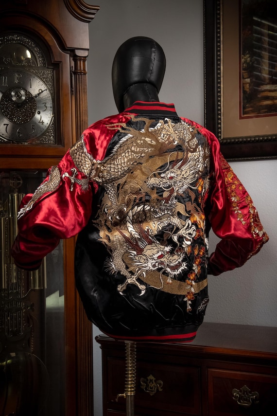 DEAR VANILLA Sukajan Yokosuka Bomber Embroidery Souvenir Jacket Japanese Style Dragon Tiger Phoenix Oni Lion SKJ-0010