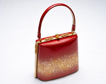DEAR VANILLA Authentic Japanese Kimono Enamel Purse Handbag Vintage Made in Japan PU-0383