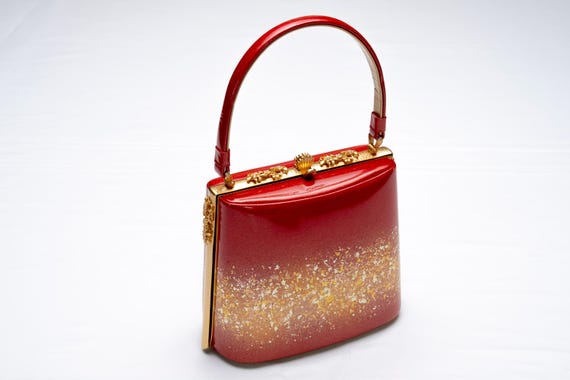 DEAR VANILLA Authentic Japanese Kimono Enamel Purse Handbag Vintage Made in Japan PU-0383