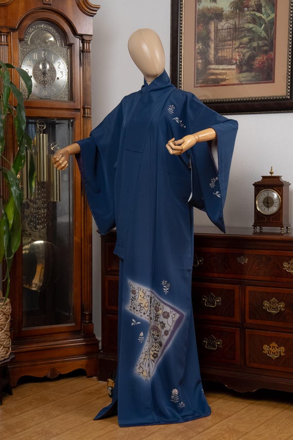 DEAR VANILLA Authentic Traditional Japanese Homongi Kimono for Women Vintage Silk Robe Made in Japan KMH-0144