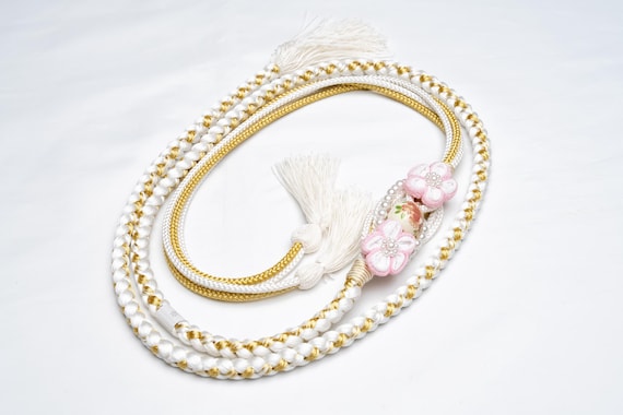 DEAR VANILLA Japanese Ornament Obijime Cord for Furisode Kimono Silk Obi Belt Fastener Accessory Rope Made in Japan OCF-0107
