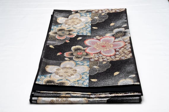 DEAR VANILLA Authentic Japanese Kimono Silk Fukuro Obi for Women Vintage Sash Belt Made in Japan OB-0431