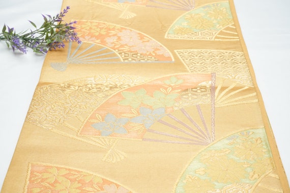 DEAR VANILLA Authentic Japanese Kimono Fukuro Obi for Women Vintage Sash Belt Made in Japan OB-0228