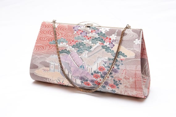 DEAR VANILLA Authentic Japanese Kimono Silk Purse Handbag Vintage Made in Japan PU-0391