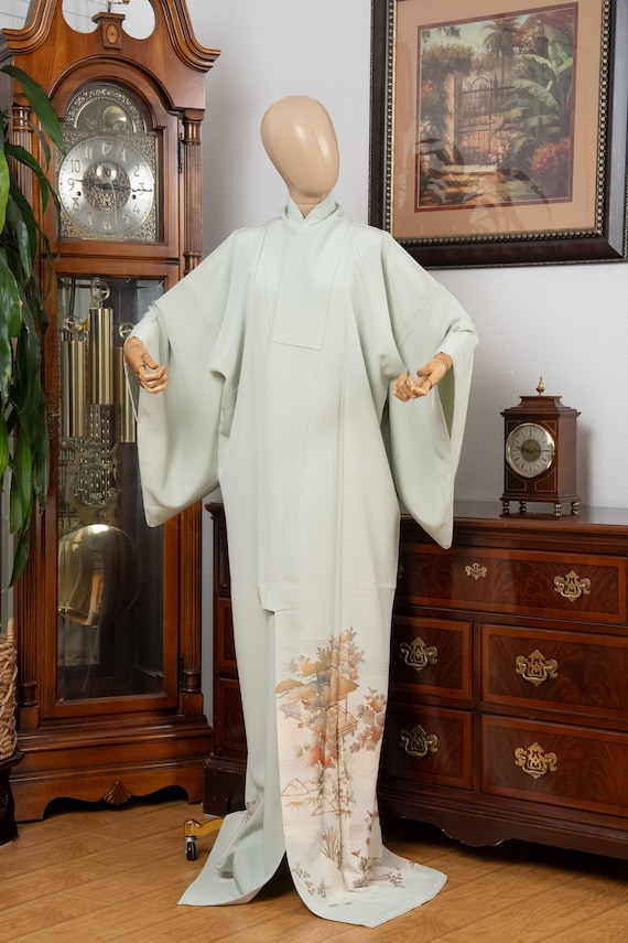 DEAR VANILLA Authentic Traditional Japanese Tomesode Kimono for Women Vintage Silk Robe Made in Japan KMT-0219