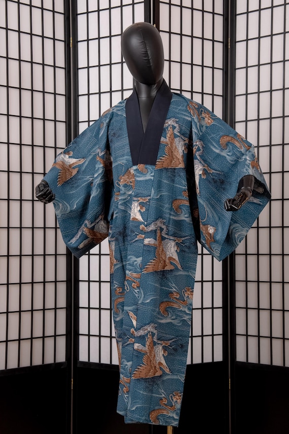 DEAR VANILLA Authentic Vintage Men's Kimono Juban Traditional Japanese Undergown Robe Made in Japan Original MJU-0238