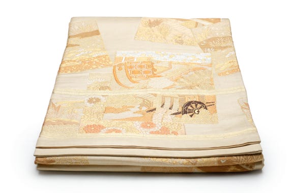 DEAR VANILLA Authentic Japanese Kimono Maru Obi for Women Vintage Silk Sash Belt Made in Japan OB-0255