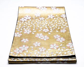 DEAR VANILLA Authentic Japanese Kimono Silk Fukuro Obi for Women Vintage Sash Belt Made in Japan OB-0341