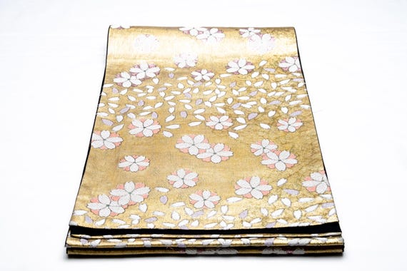 DEAR VANILLA Authentic Japanese Kimono Silk Fukuro Obi for Women Vintage Sash Belt Made in Japan OB-0341