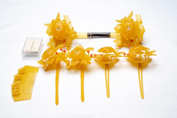 DEAR VANILLA Japanese Kimono Kanzashi Formal Geisha Wedding Hair Decoration Ornament Set Kamikazari KZR-0012