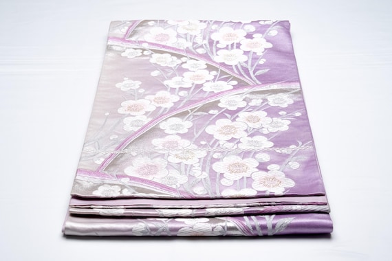 DEAR VANILLA Authentic Japanese Kimono Silk Fukuro Obi for Women Vintage Sash Belt Made in Japan OB-0394