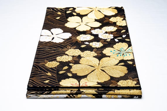 DEAR VANILLA Authentic Japanese Kimono Silk Fukuro Obi for Women Vintage Sash Belt Made in Japan OB-0387