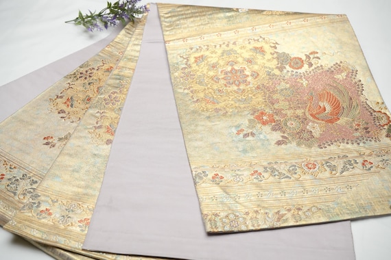DEAR VANILLA Authentic Japanese Kimono Fukuro Obi for Women Vintage Silk Sash Belt Made in Japan OB-0191