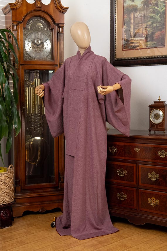 DEAR VANILLA Authentic Traditional Japanese Edo Komon Kimono for Women Vintage Silk Robe Made in Japan KMK-0029