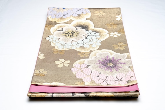 DEAR VANILLA Authentic Japanese Kimono Silk Fukuro Obi for Women Vintage Sash Belt Made in Japan OB-0337