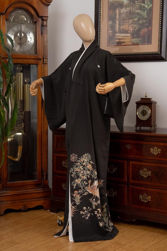 DEAR VANILLA Authentic Traditional Japanese Tomesode Silk Kimono for Women Vintage Robe Made in Japan KMT-0249