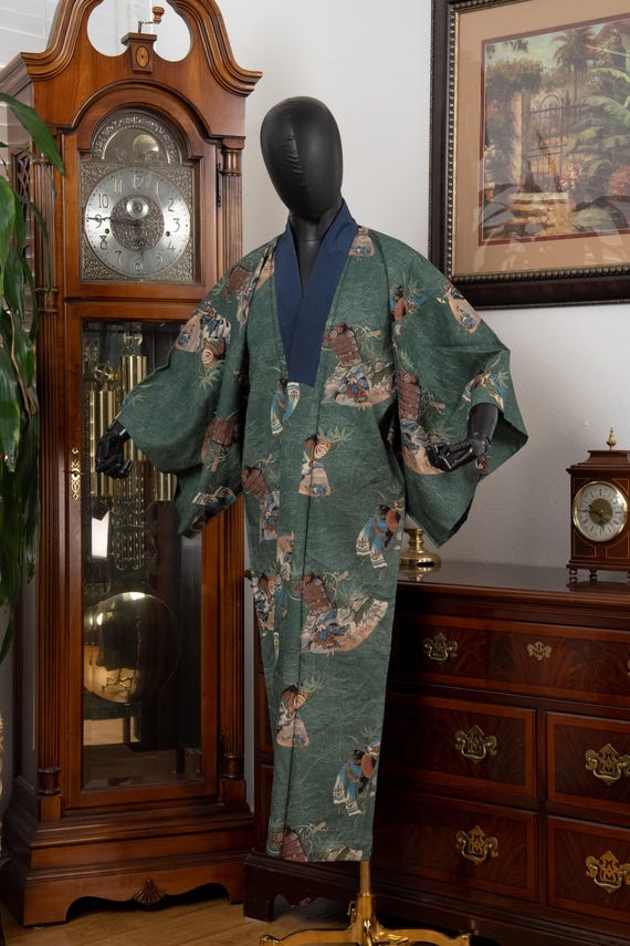 DEAR VANILLA Authentic Vintage Men's Kimono Juban Traditional Japanese Undergown Robe Made in Japan Original MJU-0204