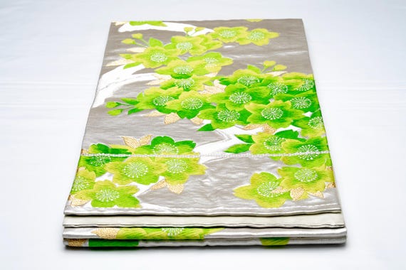DEAR VANILLA Authentic Japanese Kimono Silk Fukuro Obi for Women Vintage Sash Belt Made in Japan OB-0402