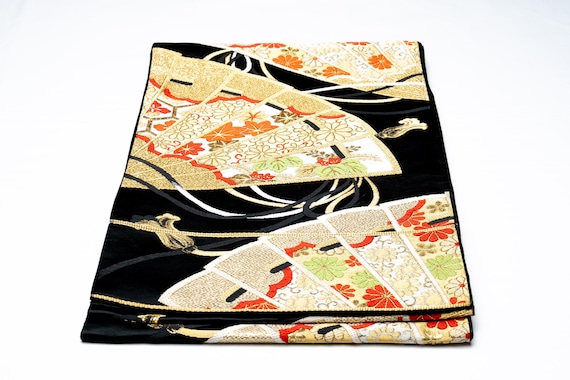 DEAR VANILLA Authentic Japanese Kimono Silk Fukuro Obi for Women Vintage Sash Belt Made in Japan OB-0359