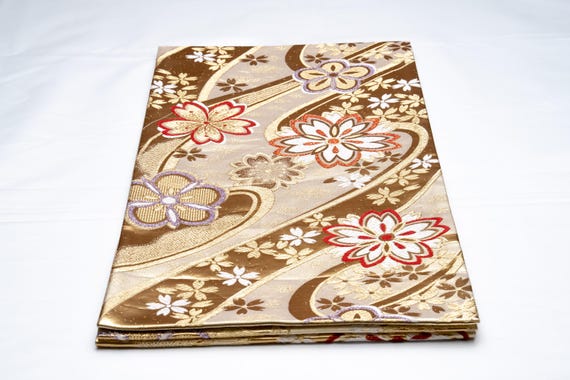 DEAR VANILLA Authentic Japanese Kimono Silk Fukuro Obi for Women Vintage Sash Belt Made in Japan OB-0338