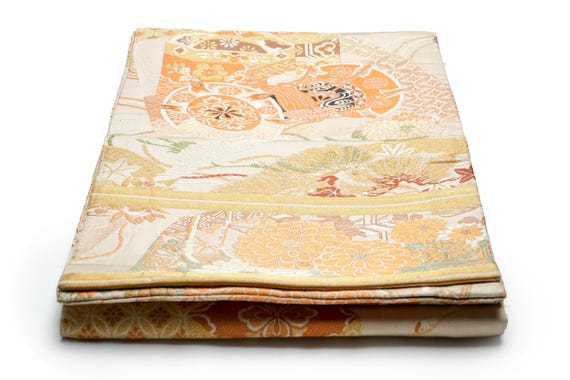 DEAR VANILLA Authentic Japanese Kimono Maru Obi for Women Vintage Silk Sash Belt Made in Japan OB-0256