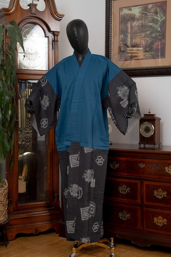 DEAR VANILLA Authentic Vintage Men's Kimono Juban Traditional Japanese Undergown Robe Made in Japan Original MJU-0230