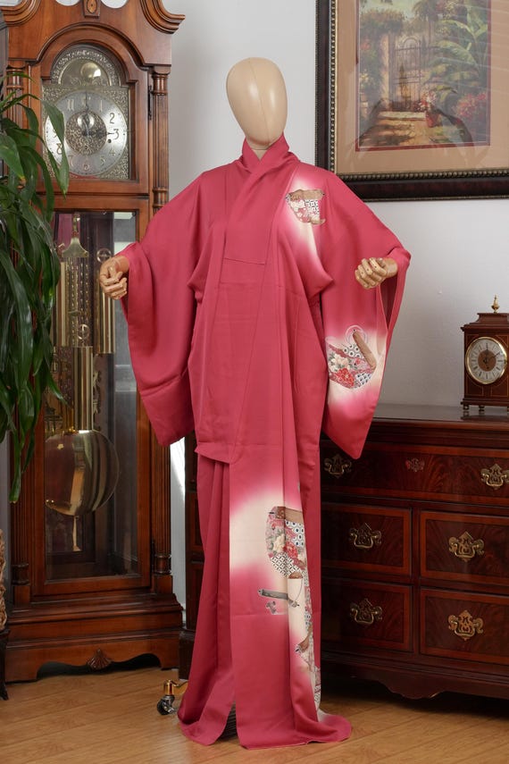 DEAR VANILLA Authentic Traditional Japanese Kimono for Women Vintage Dress Robe Made in Japan Genuine Original KM-0545